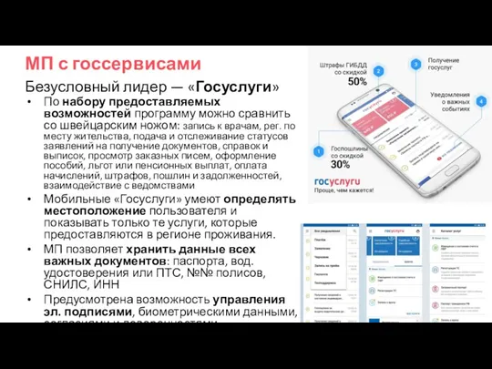 МП с госсервисами Безусловный лидер — «Госуслуги» По набору предоставляемых