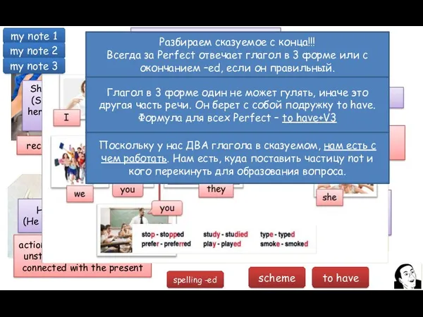 Present Perfect recently completed actions She has tidied her room.