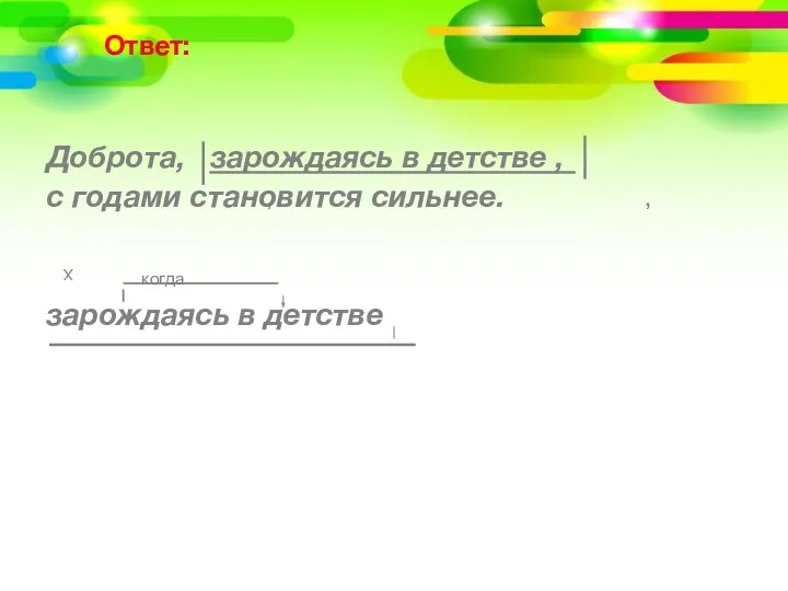 Ответ: Доброта, зарождаясь в детстве , с годами становится сильнее.