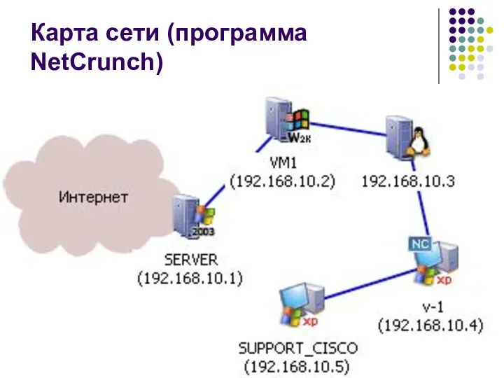 Карта сети (программа NetCrunch)