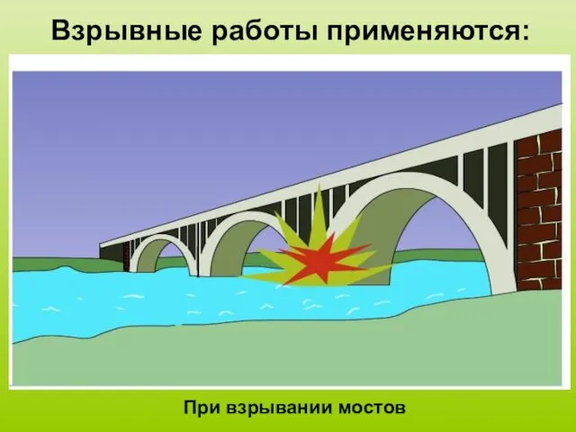 Взрывные работы применяются: При взрывании мостов