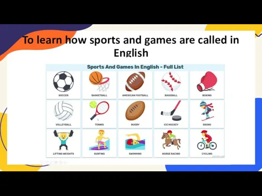 To learn how sports and games are called in English