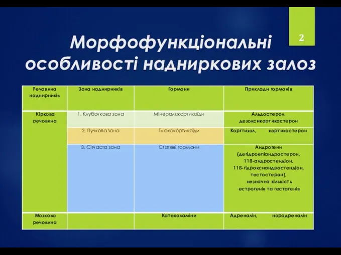 Морфофункціональні особливості надниркових залоз