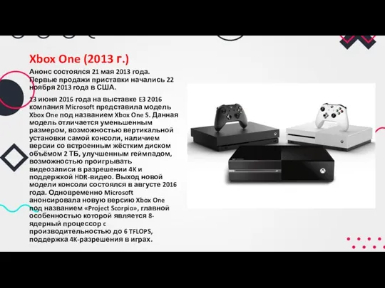 Xbox One (2013 г.) Анонс состоялся 21 мая 2013 года.