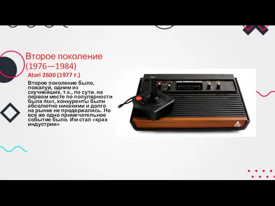 Второе поколение (1976—1984) Atari 2600 (1977 г.) Второе поколение было,
