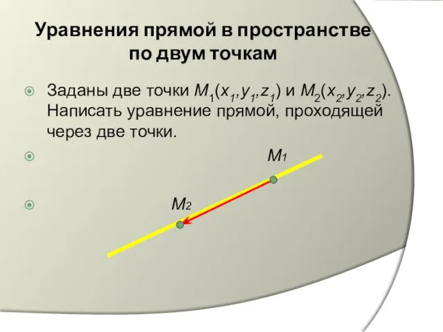 Уравнения прямой в пространстве по двум точкам Заданы две точки