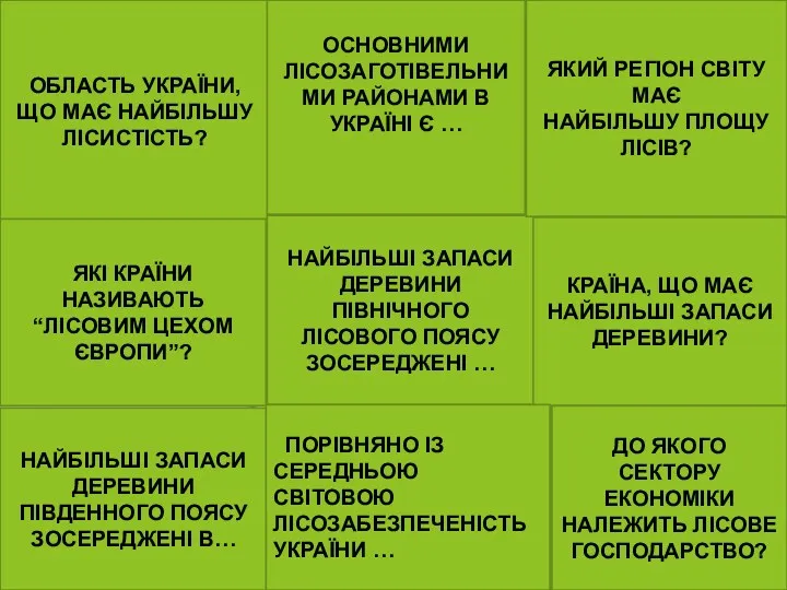 Збережімо ліс! ОБЛАСТЬ УКРАЇНИ, ЩО МАЄ НАЙБІЛЬШУ ЛІСИСТІСТЬ? ОСНОВНИМИ ЛІСОЗАГОТІВЕЛЬНИМИ