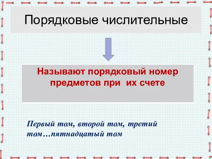 Порядковые числительные Первый том, второй том, третий том…пятнадцатый том