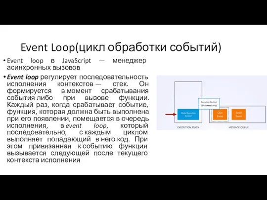 Event Loop(цикл обработки событий) Event loop в JavaScript — менеджер