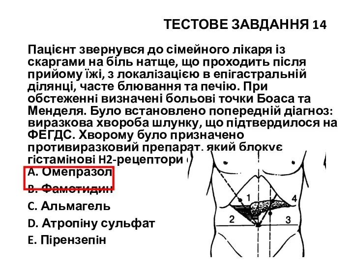 ТЕСТОВЕ ЗАВДАННЯ 14 Пацієнт звернувся до сімейного лікаря із скаргами