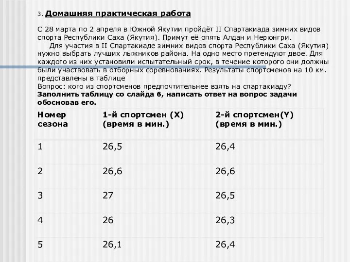 3. Домашняя практическая работа С 28 марта по 2 апреля