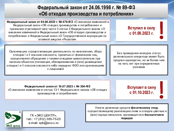 Федеральный закон от 04.08.2023 г. № 476-ФЗ «О внесении изменений