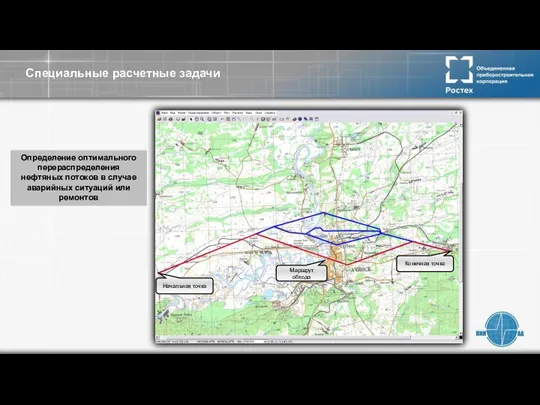 Маршрут перекачки Поврежденный участок Начальная точка Конечная точка Маршрут обхода