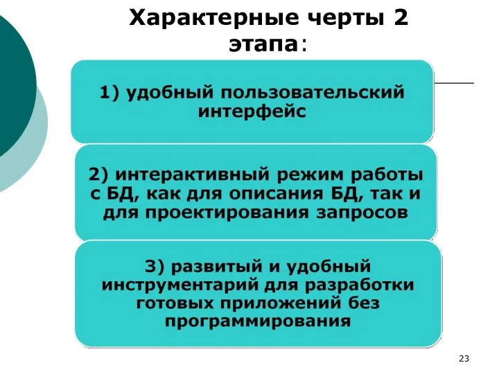 Характерные черты 2 этапа: