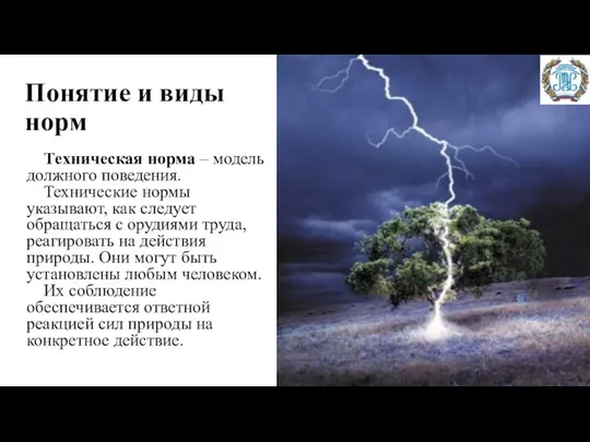 Понятие и виды норм Техническая норма – модель должного поведения.