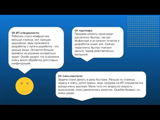 От партнера: Продажа клиенту происходит достаточно быстро, так как Инфостарт