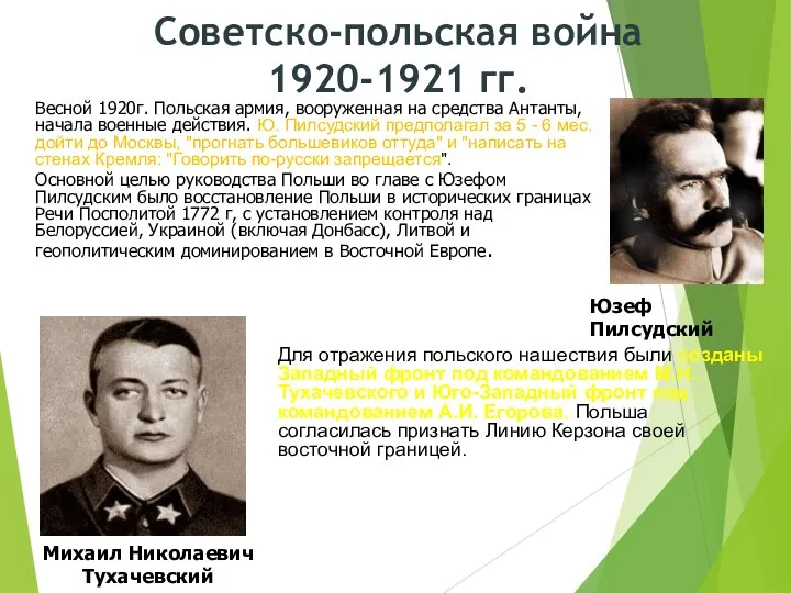 Советско-польская война 1920-1921 гг. Весной 1920г. Польская армия, вооруженная на