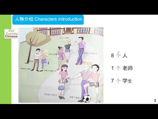 人物介绍 Characters Introduction 8 个 人 1 个 老师 7 个 学生 ge