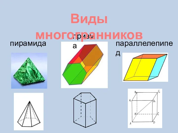 пирамида призма параллелепипед Виды многогранников