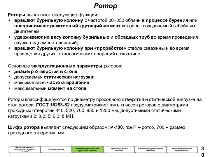 Ротор Роторы выполняют следующие функции: вращают бурильную колонну с частотой