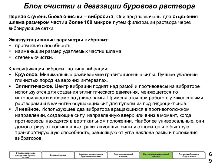 Блок очистки и дегазации бурового раствора Первая ступень блока очистки