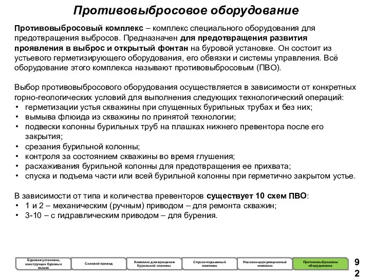 Противовыбросовое оборудование Противовыбросовый комплекс – комплекс специального оборудования для предотвращения