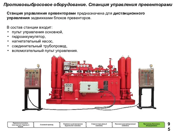 Противовыбросовое оборудование. Станция управления превенторами Станция управления превенторами предназначена для