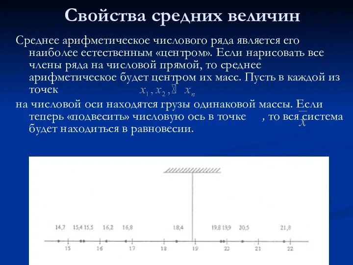 Среднее арифметическое числового ряда является его наиболее естественным «центром». Если