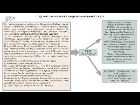 1. ОҚУ ЖОСПАРЫ МЕН ОҚУ БАҒДАРЛАМАЛАРЫН ӨЗГЕРТУ ЖЕКЕ БАҒДАРЛАМА Оқу