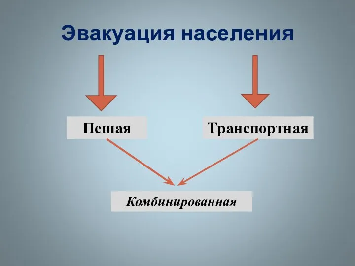 Эвакуация населения Пешая Транспортная Комбинированная