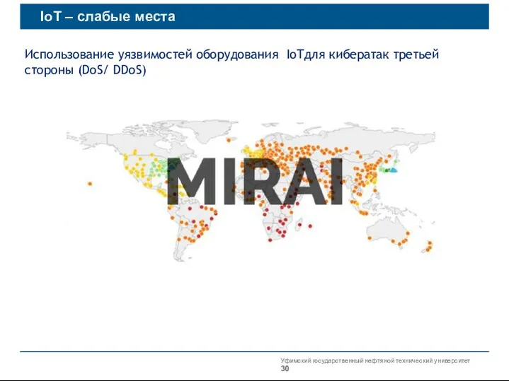 Уфимский государственный нефтяной технический университет IoT – слабые места Использование