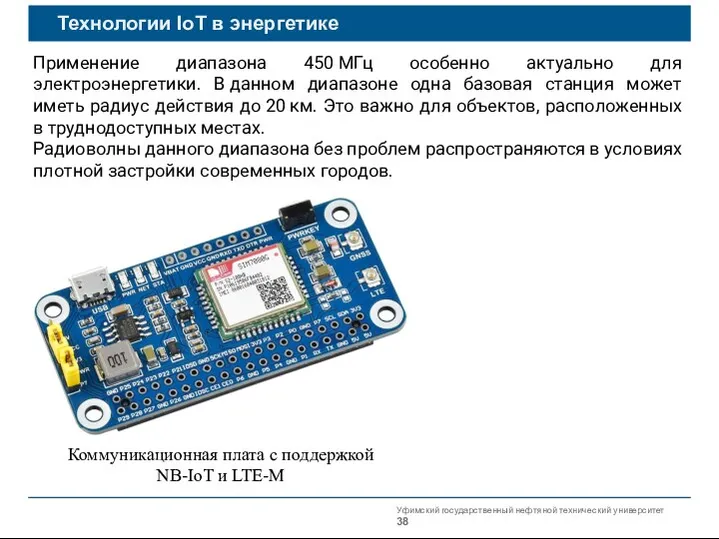 Уфимский государственный нефтяной технический университет Технологии IoT в энергетике Коммуникационная