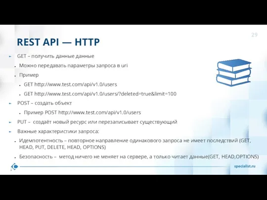 REST API — HTTP GET – получить данные данные Можно передавать параметры запроса
