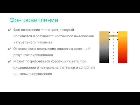 Фон осветления Фон осветления — это цвет, который получается в результате частичного вытеснения