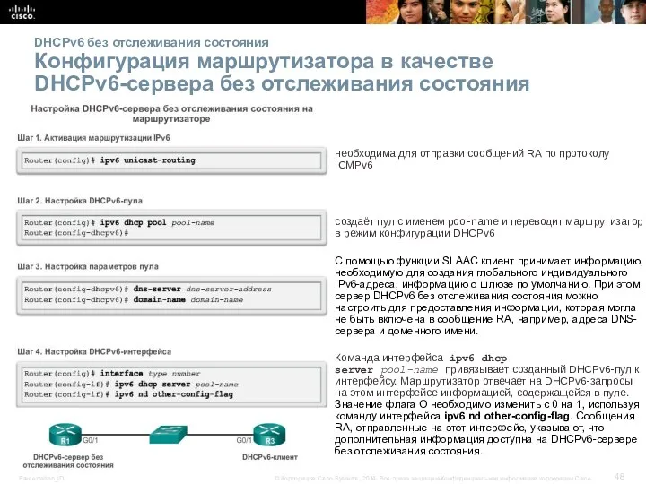 DHCPv6 без отслеживания состояния Конфигурация маршрутизатора в качестве DHCPv6-сервера без