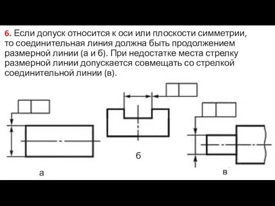 6. Если допуск относится к оси или плоскости симметрии, то