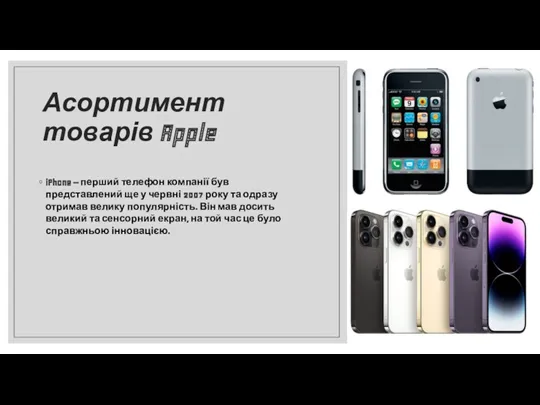 Асортимент товарів Apple iPhone – перший телефон компанії був представлений