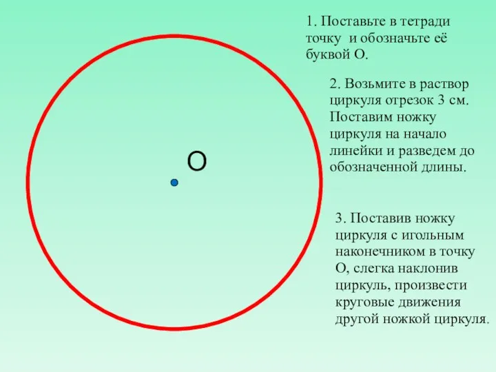 О 1. Поставьте в тетради точку и обозначьте её буквой