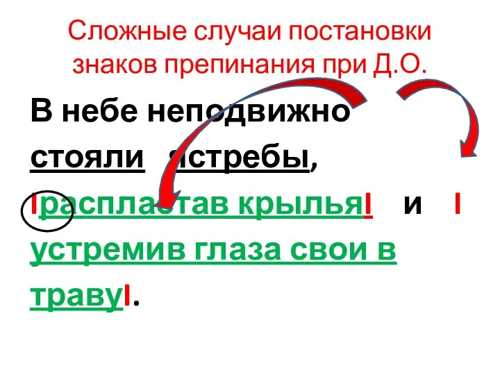 Сложные случаи постановки знаков препинания при Д.О. В небе неподвижно