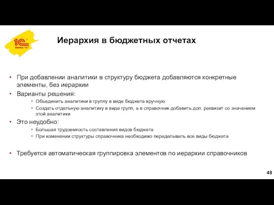 Иерархия в бюджетных отчетах При добавлении аналитики в структуру бюджета