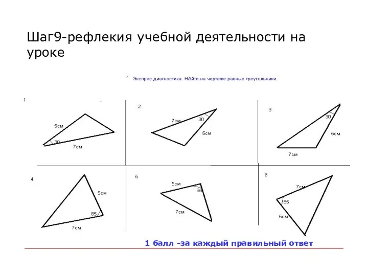 Шаг9-рефлекия учебной деятельности на уроке 1 балл -за каждый правильный ответ