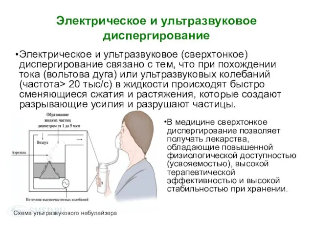 Электрическое и ультразвуковое диспергирование Электрическое и ультразвуковое (сверхтонкое) диспергирование связано с тем, что