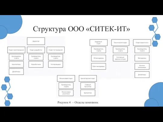 Структура ООО «СИТЕК-ИТ» Рисунок 4 – Отделы компании.