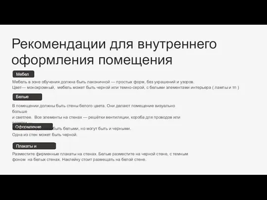 Рекомендации для внутреннего оформления помещения Мебель Плакаты и наклейка Белые