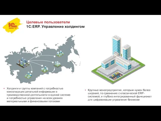 Целевые пользователи 1С:ERP. Управление холдингом Холдинги и группы компаний с