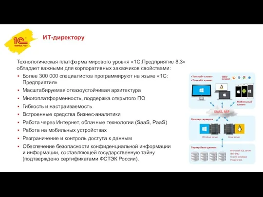 ИТ-директору Технологическая платформа мирового уровня «1С:Предприятие 8.3» обладает важными для