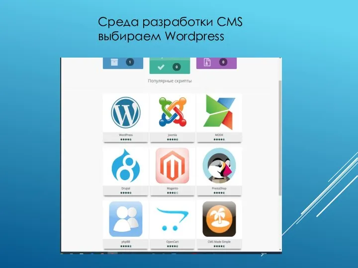 Среда разработки CMS выбираем Wordpress