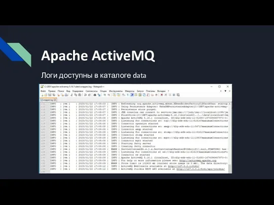 Apache ActiveMQ Логи доступны в каталоге data