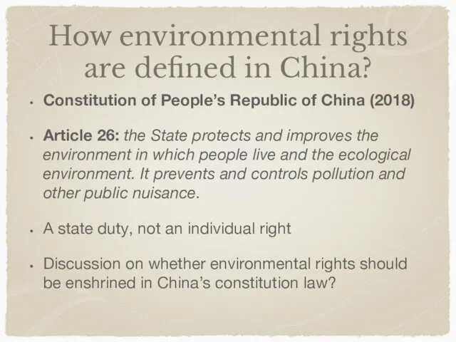 How environmental rights are defined in China? Constitution of People’s