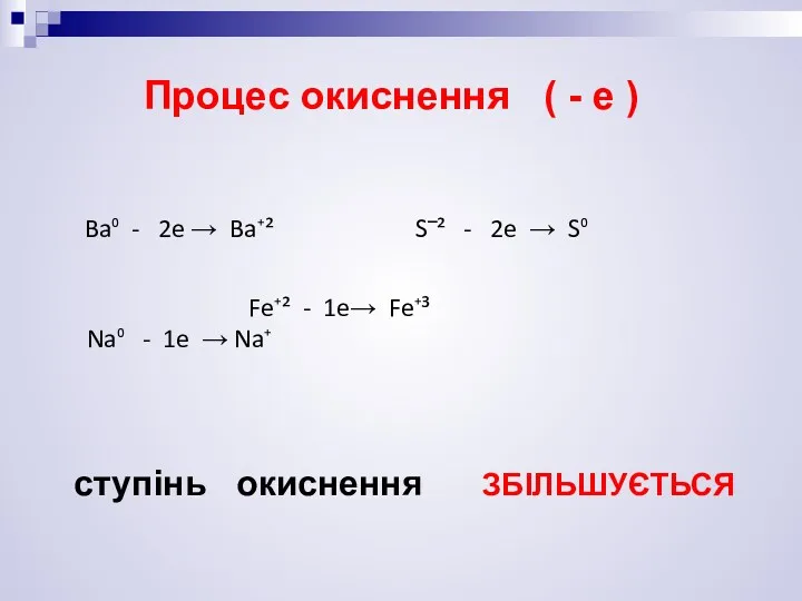 Ba⁰ - 2e → Ba⁺² S‾² - 2e → S⁰